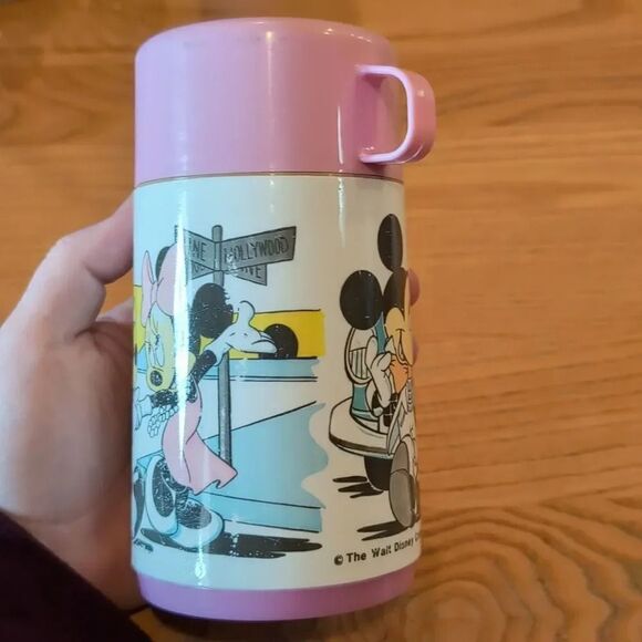 Vintage Mickey and Minnie Mouse Pink Children's Travel Mug, Aladdin Industries - Picture 11 of 16